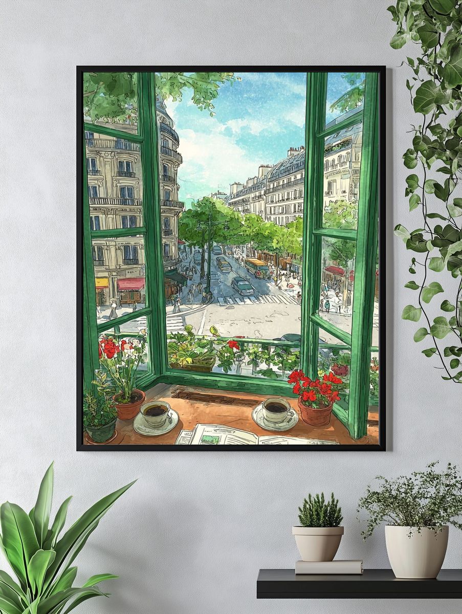 Parisian Window — Illustration Print. — room view 4