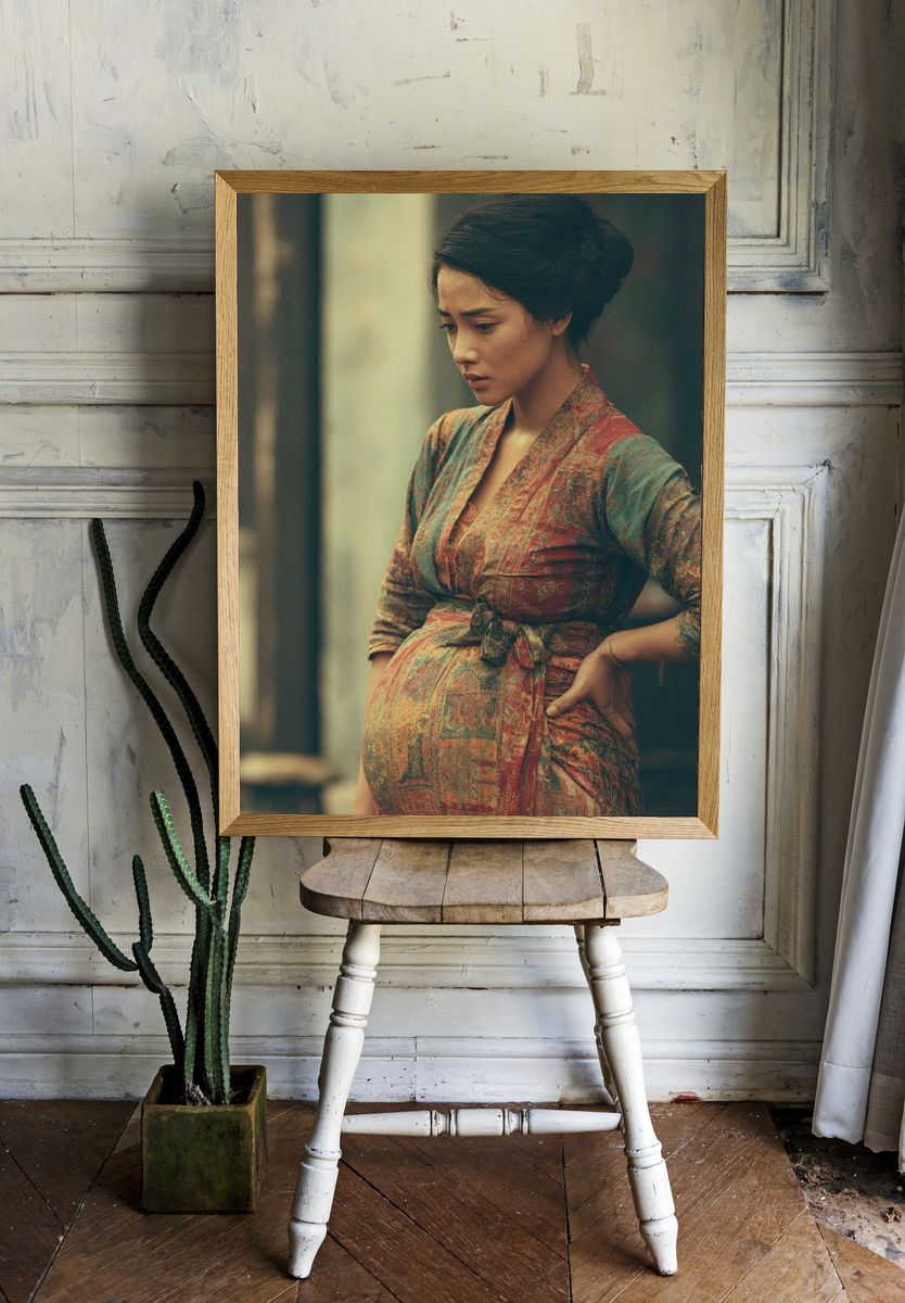 Pregnant Woman Portrait Print. room preview