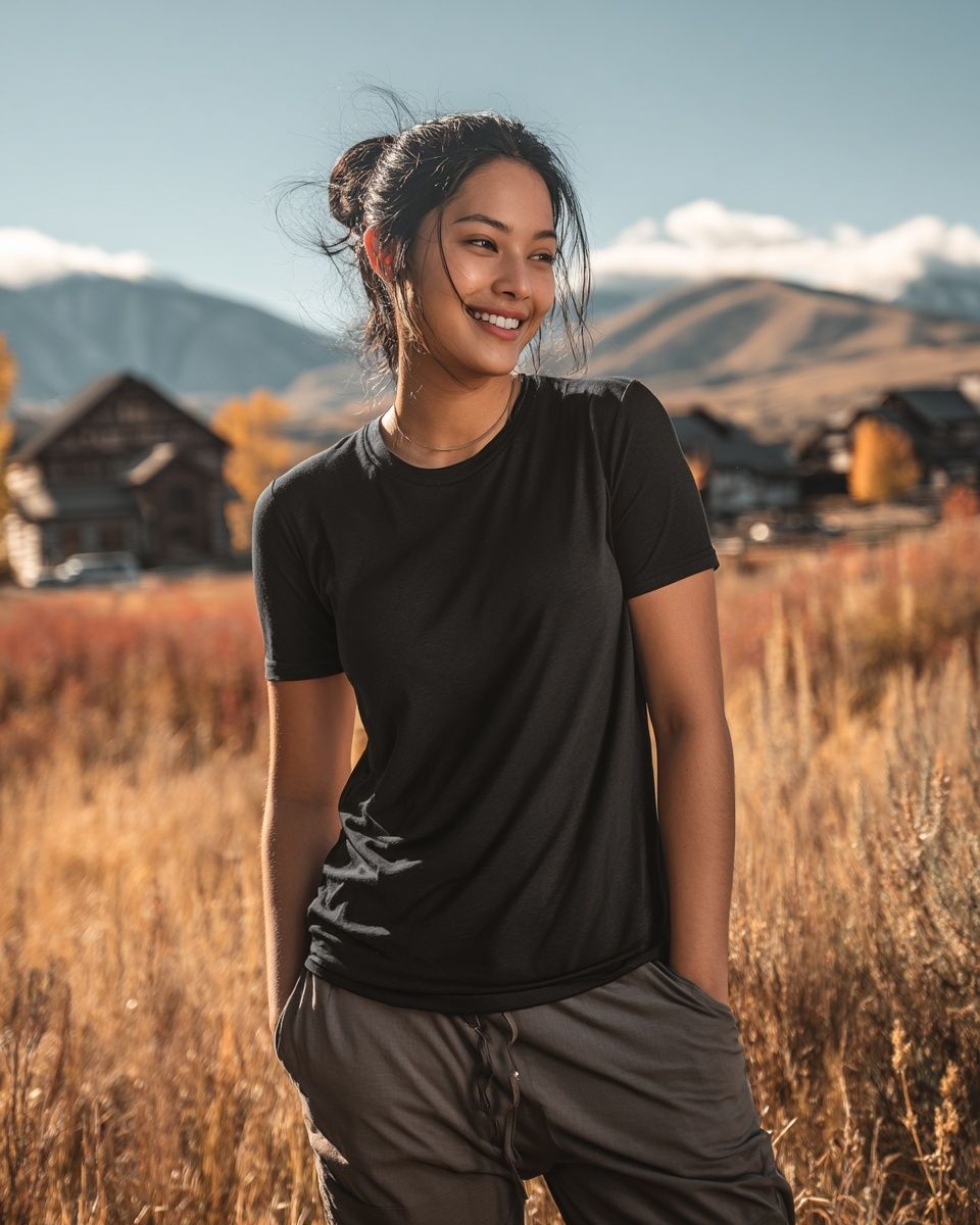 Smiling Woman in Nature — Photography Print. poster detail