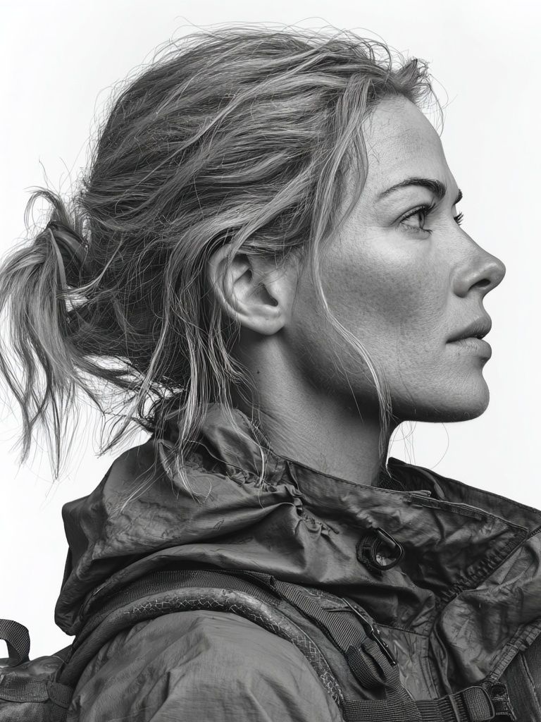 Adventurous Woman — Black-White Print. poster detail
