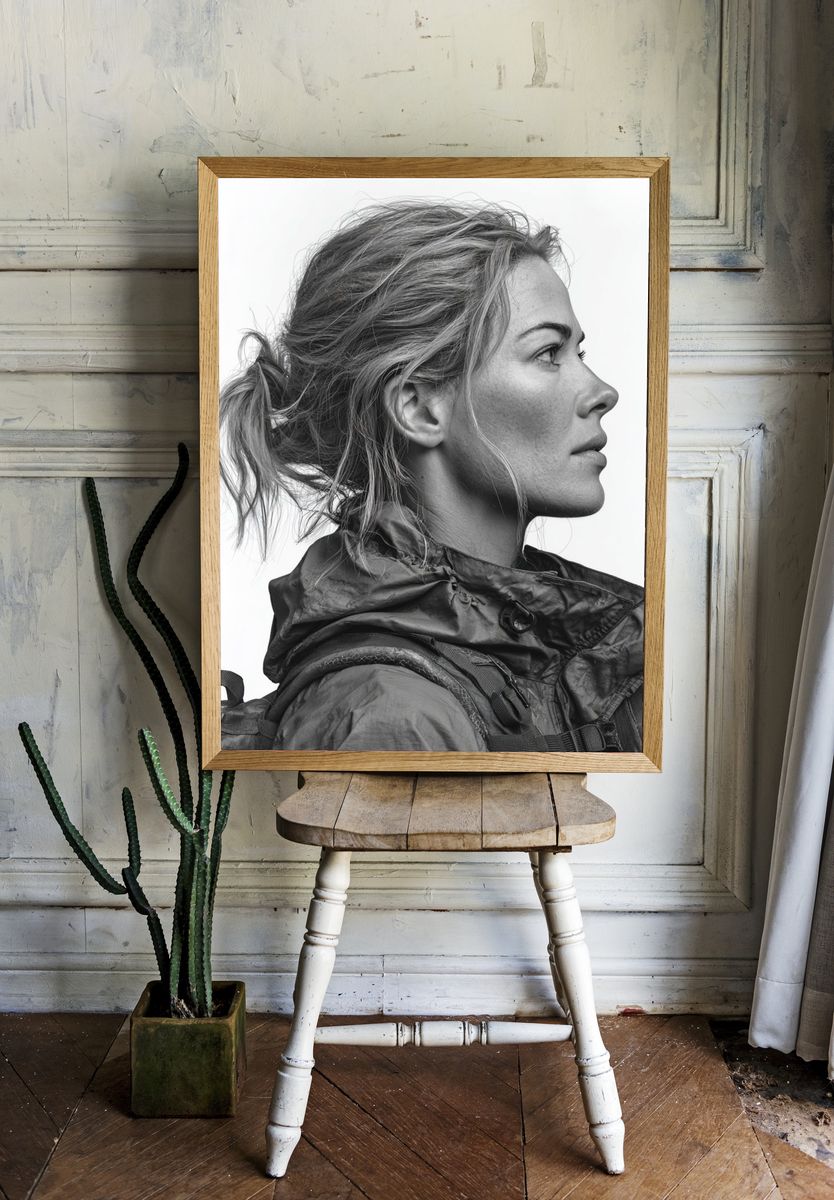 Adventurous Woman — Black-White Print. — room view 1