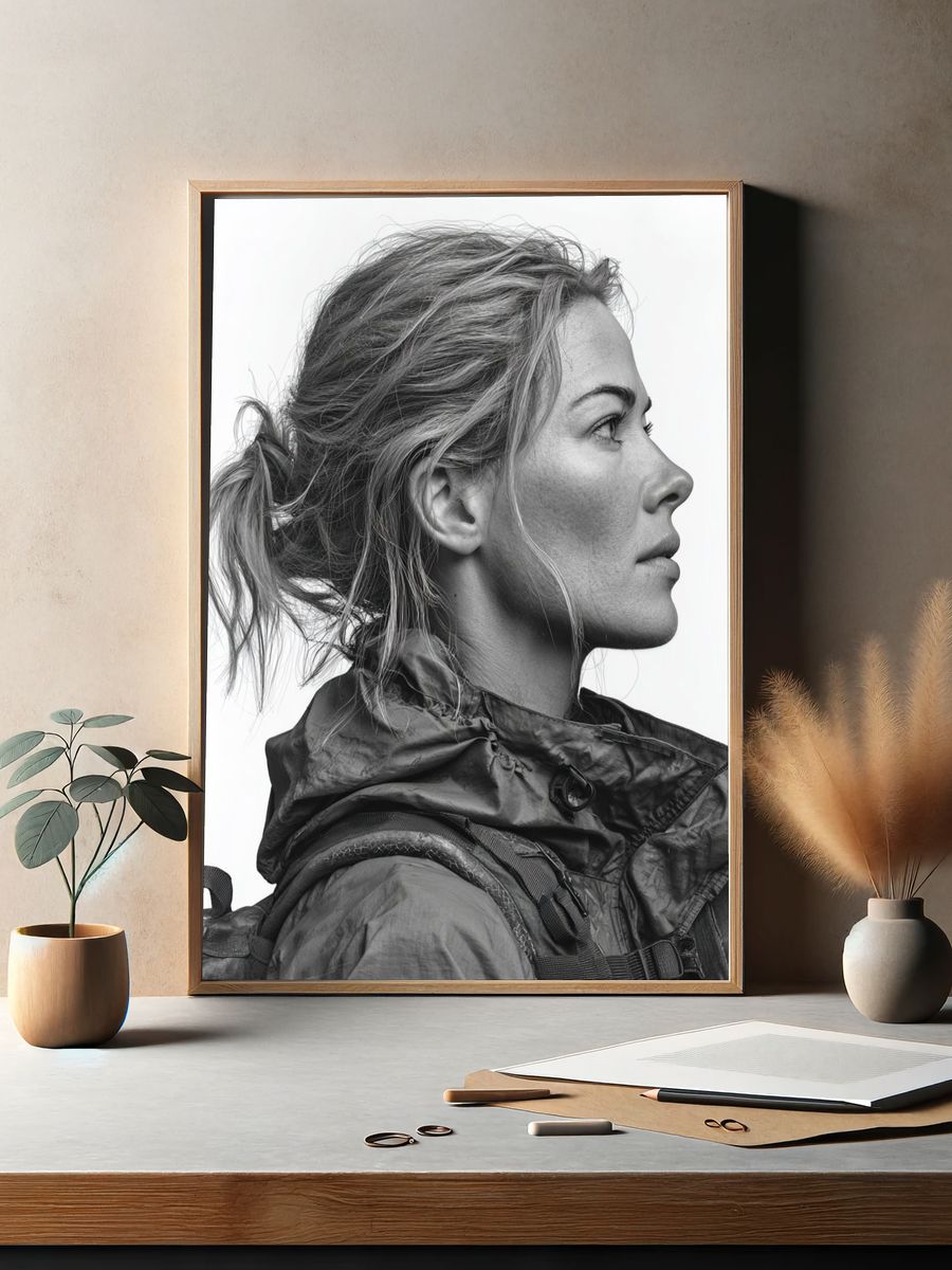 Adventurous Woman — Black-White Print. — room view 2
