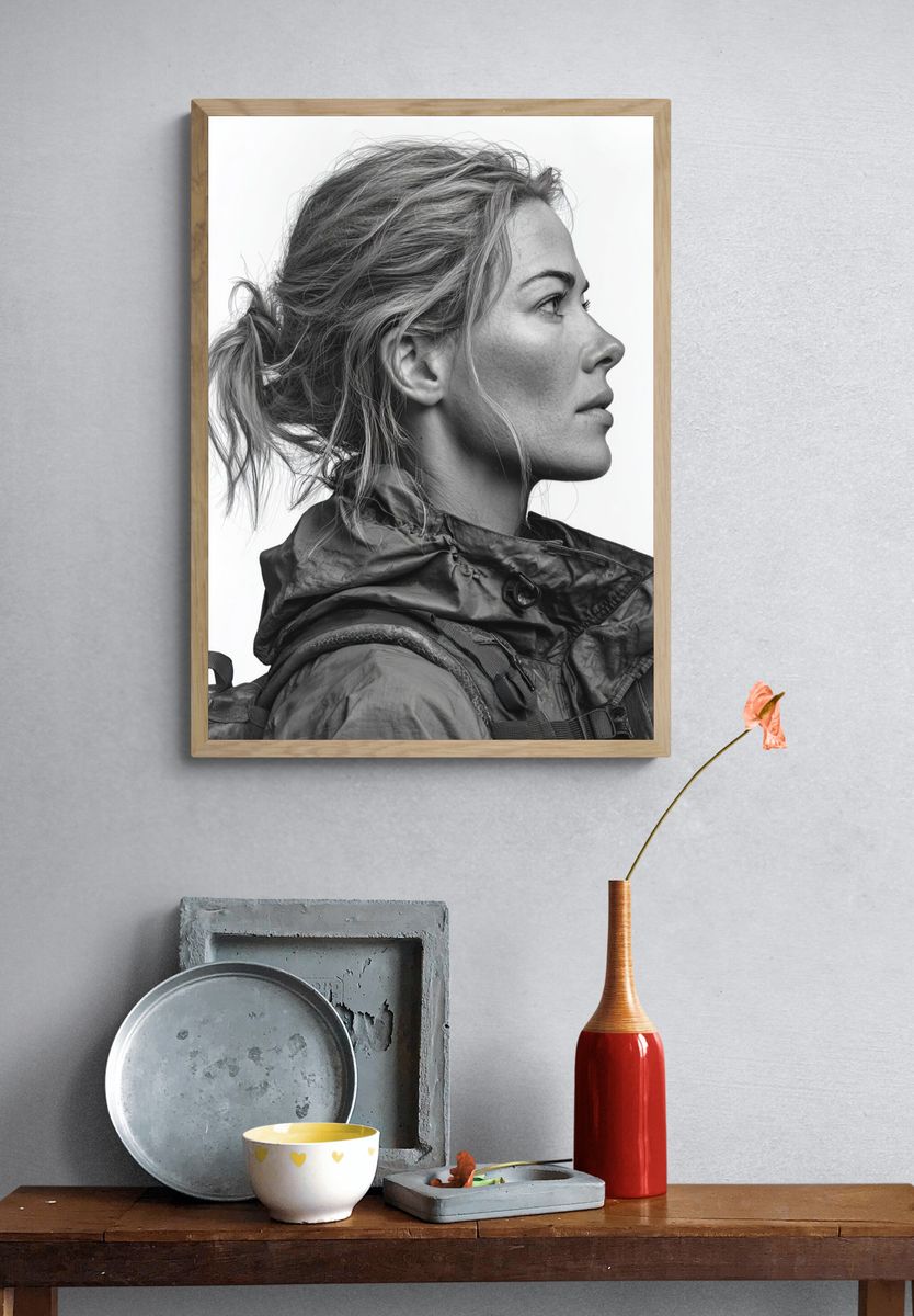 Adventurous Woman — Black-White Print. — room view 3