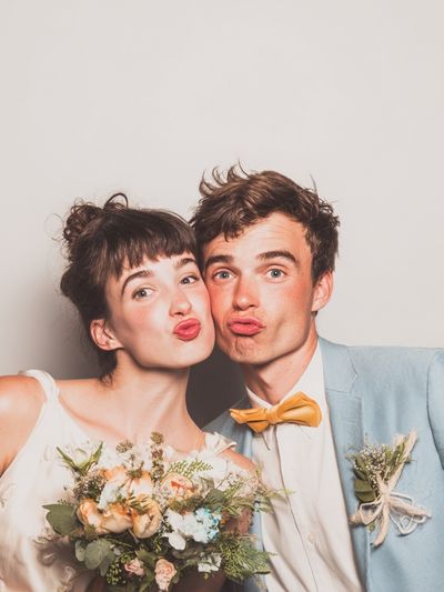 Playful Wedding Portrait Poster. poster