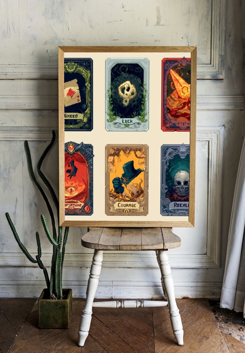Pixel Tarot Cards Typography Poster. room preview