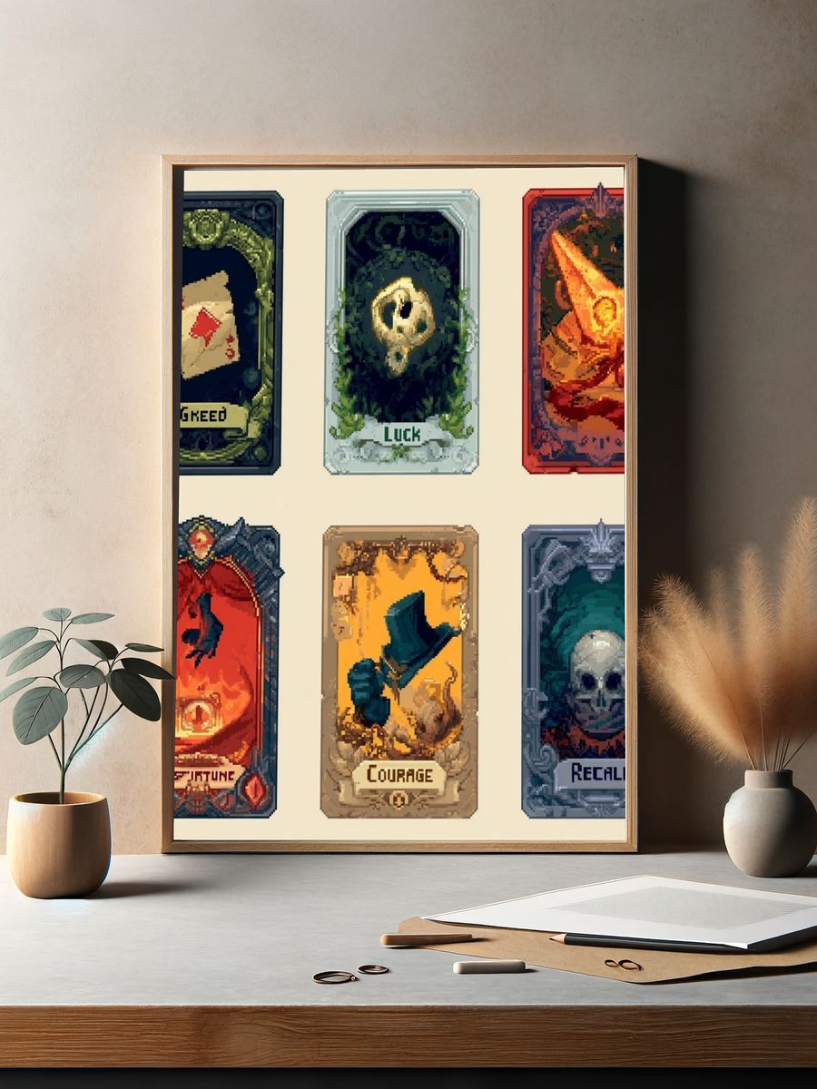 Pixel Tarot Cards Typography Poster. — room view 2