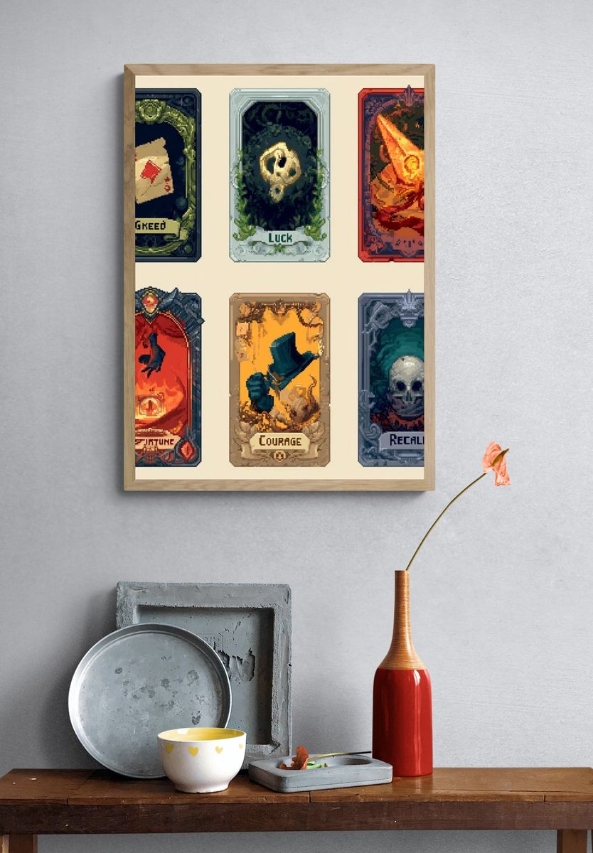 Pixel Tarot Cards Typography Poster. — room view 3