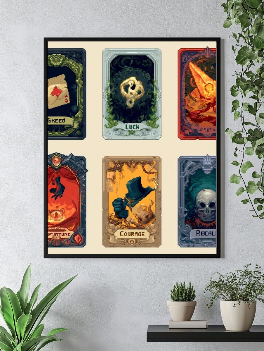 Pixel Tarot Cards Typography Poster. — room view 4