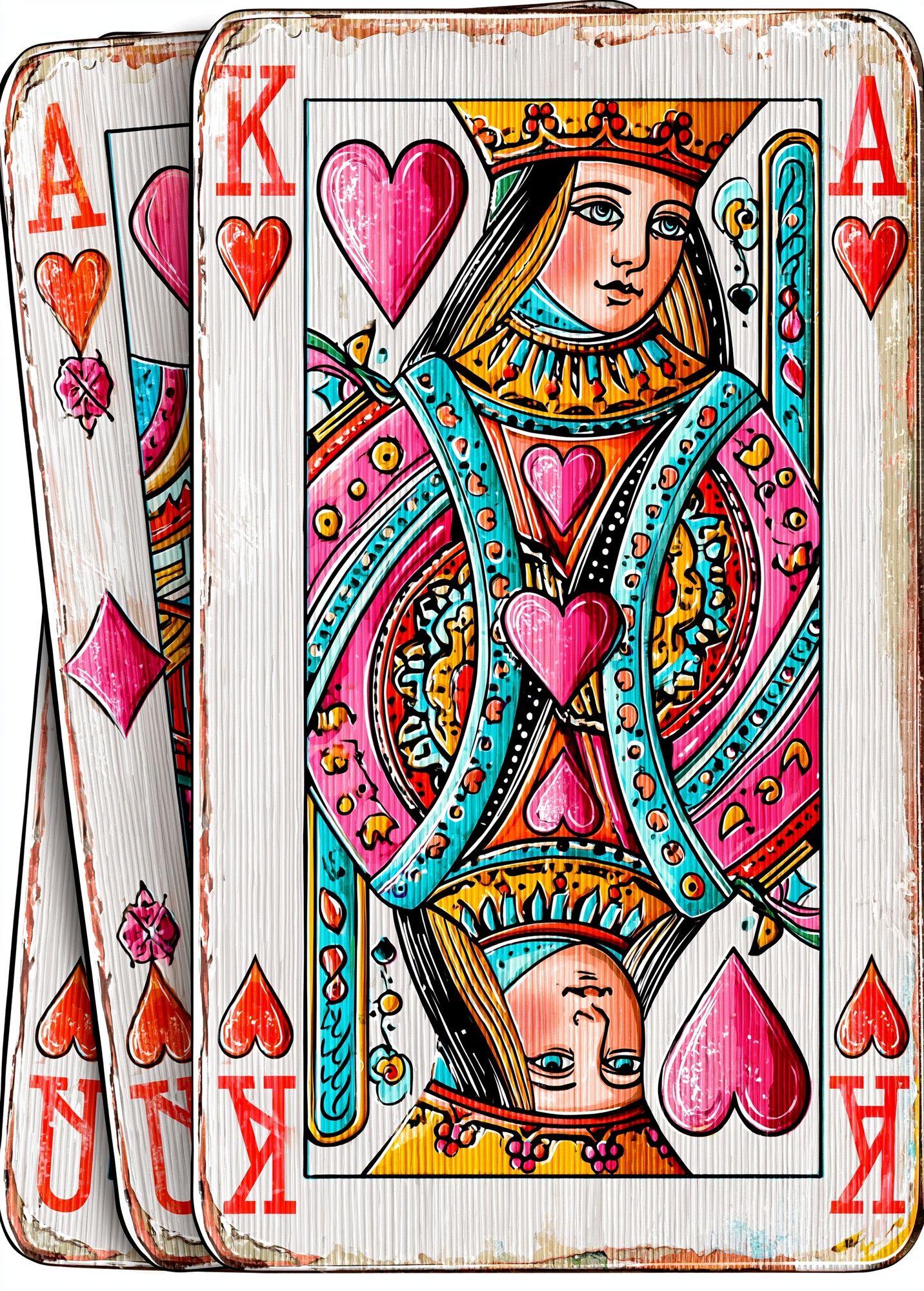 Queen of Hearts Playing Card Print. poster — illustration art