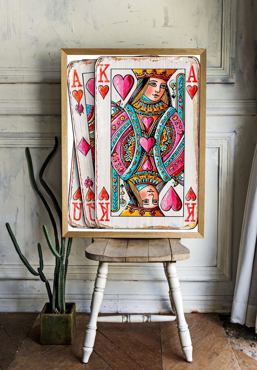 Queen of Hearts Playing Card Print. room preview