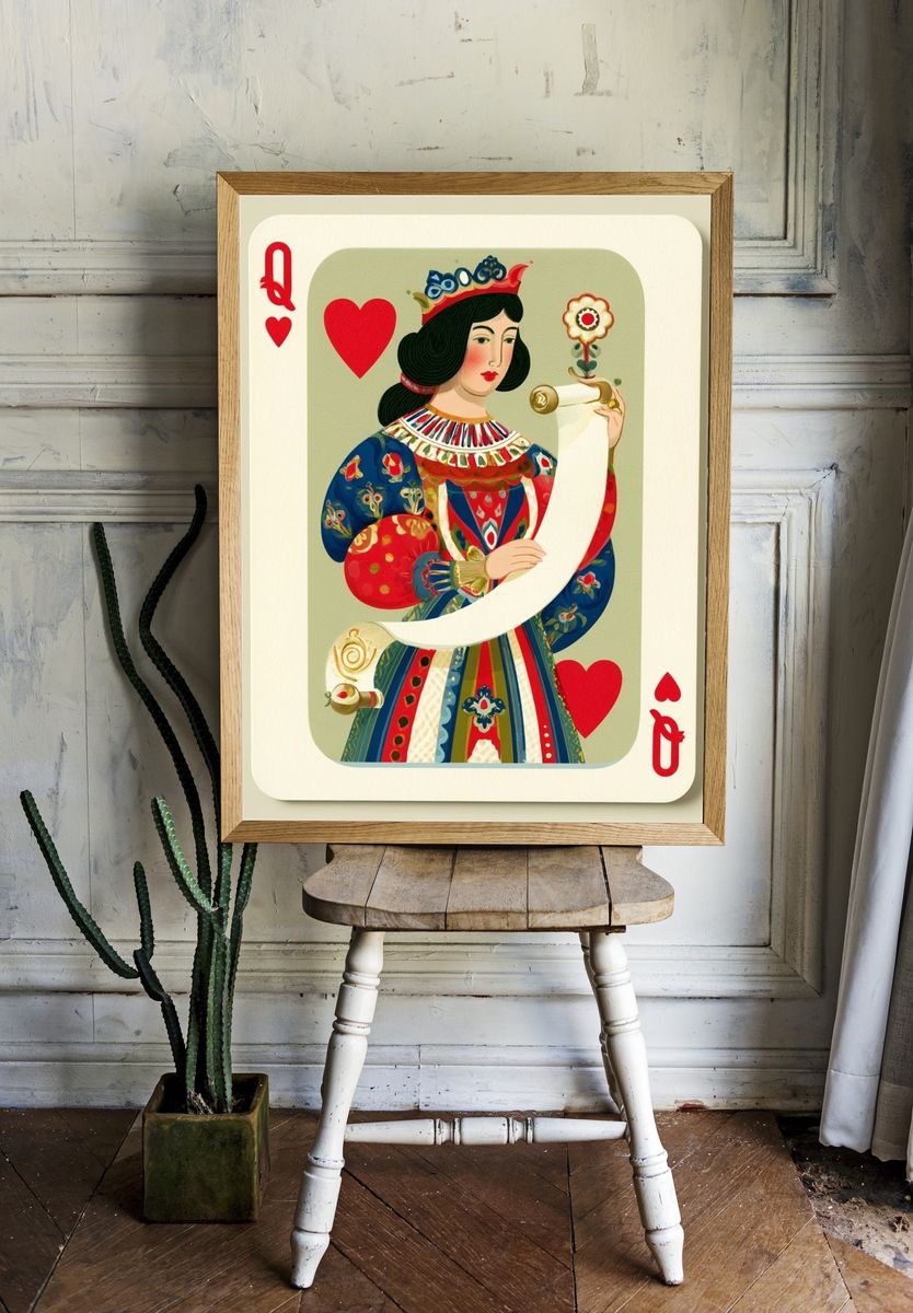 Queen of Hearts Illustration Poster. room preview