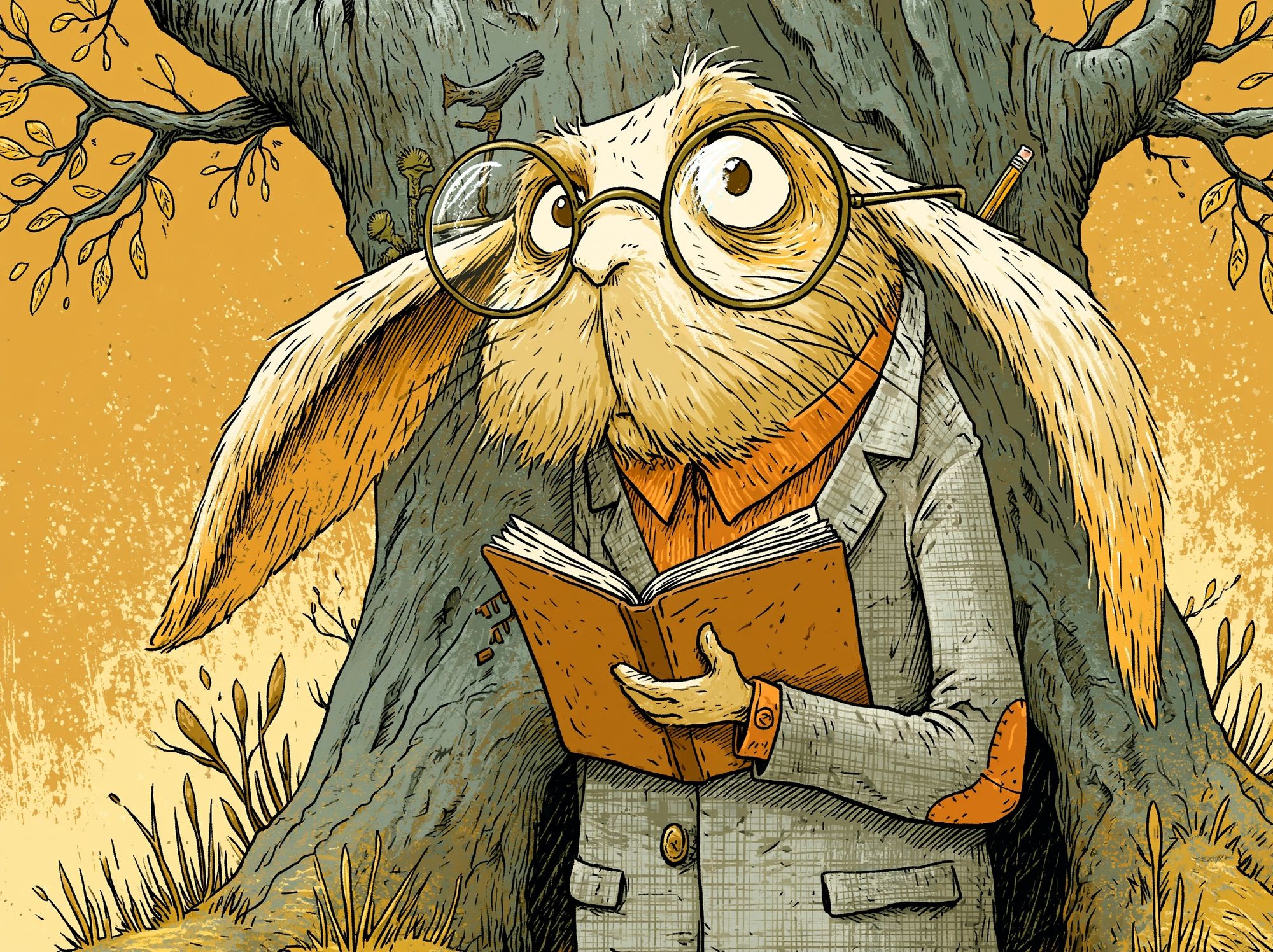Reading Rabbit Illustration Poster. poster detail