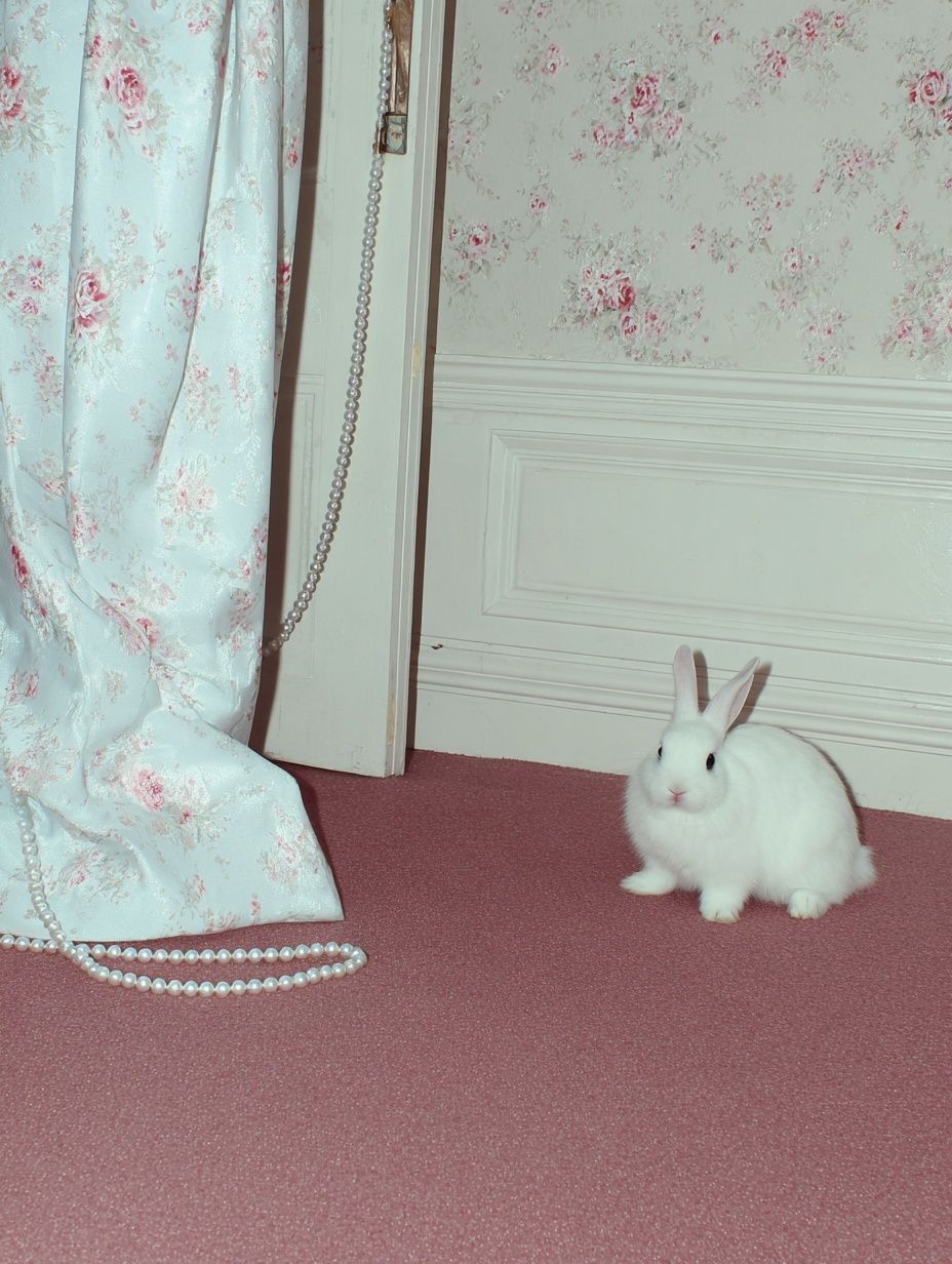 White Rabbit in Vintage Room Poster. poster — animals art