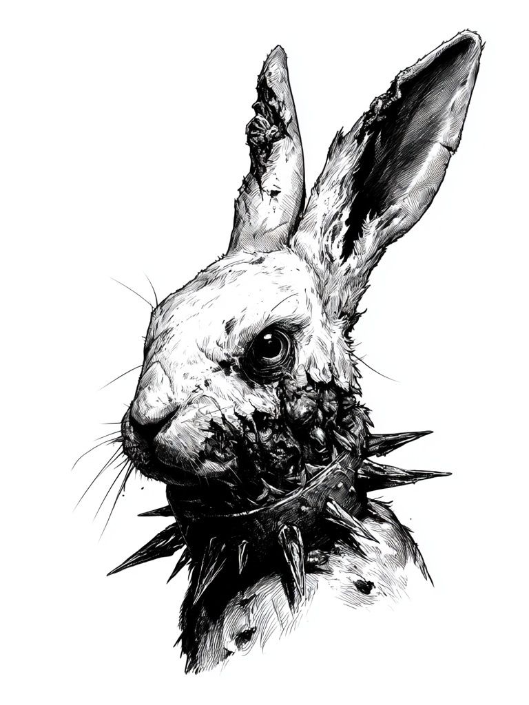 Spiked Rabbit Ink Poster. poster detail