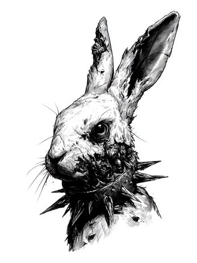 Spiked Rabbit Ink Poster.