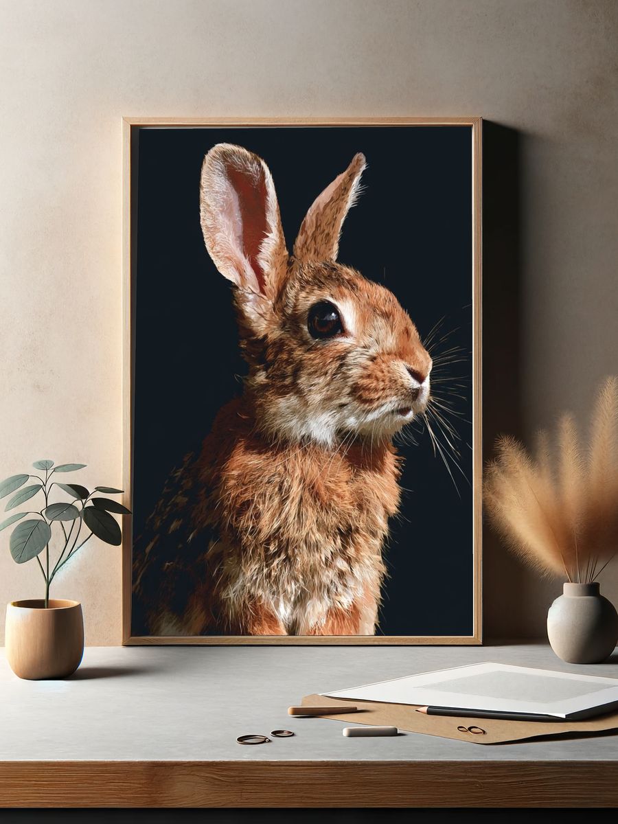 Rabbit Portrait Photography Poster. — room view 2