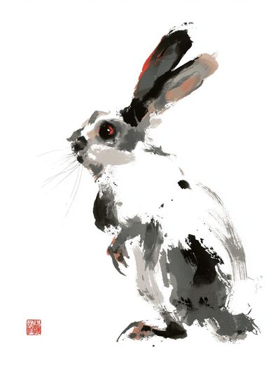 Ink Rabbit Illustration Poster.