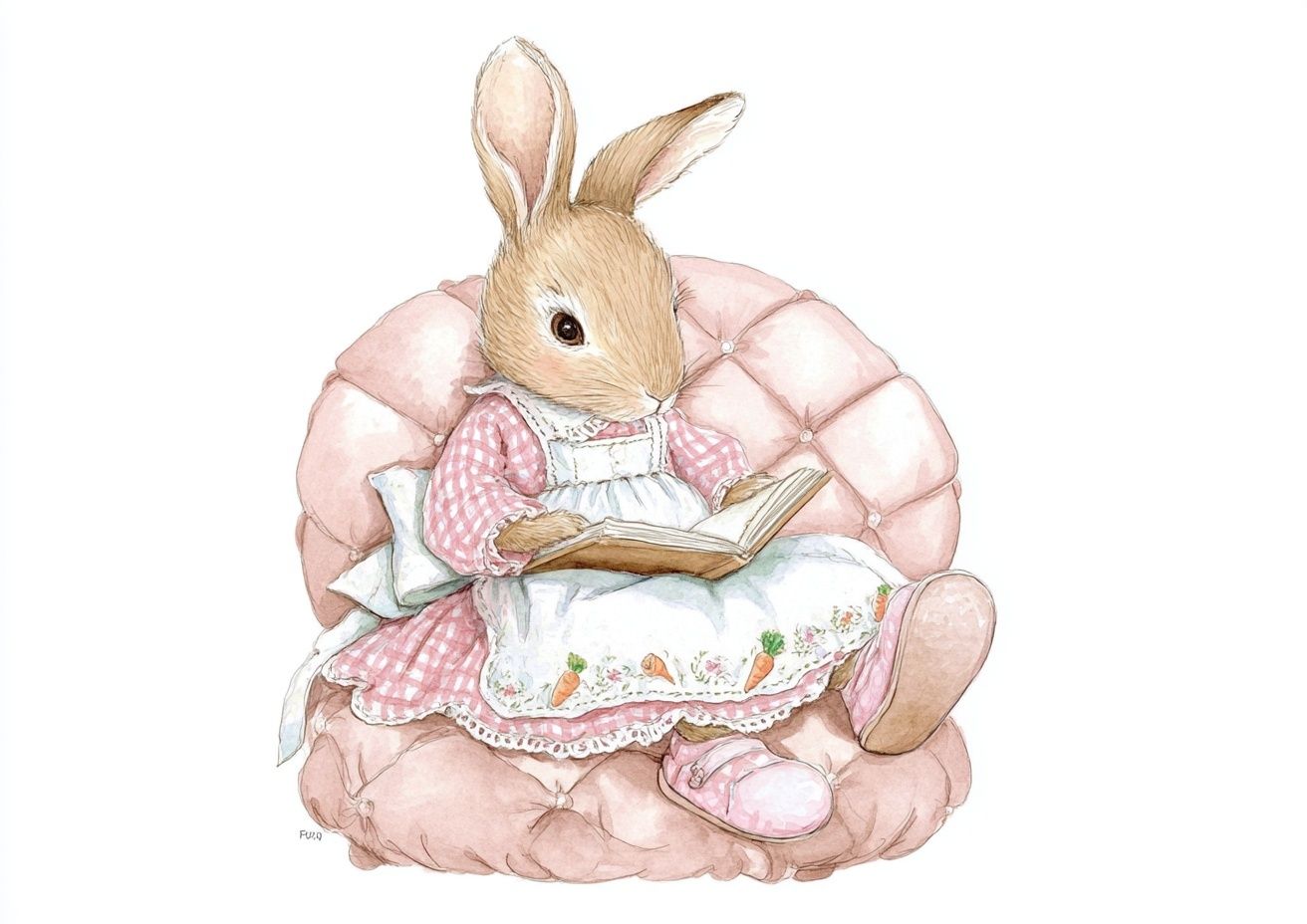 Reading Rabbit — Cute Illustration Print. poster detail