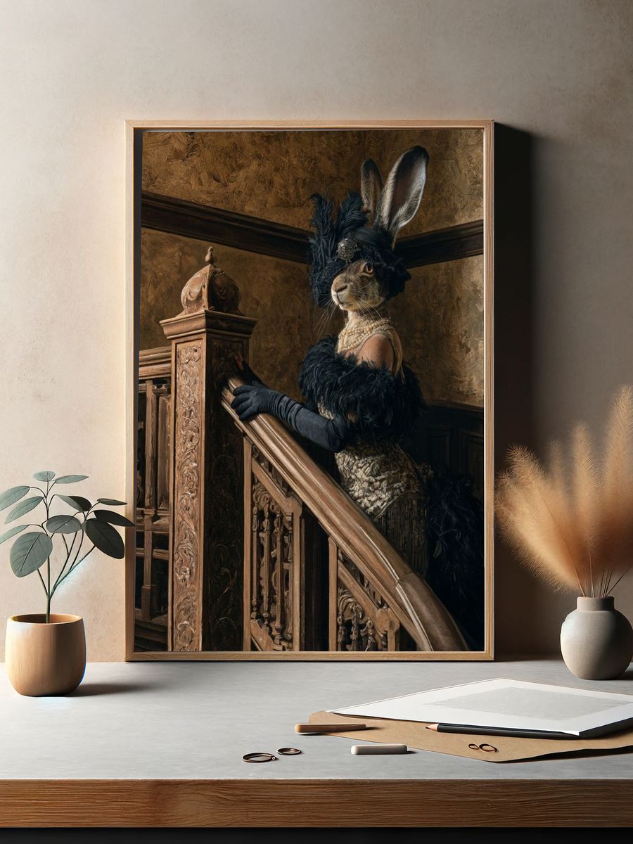 Rabbit Portrait Fine-Art Print. — room view 2