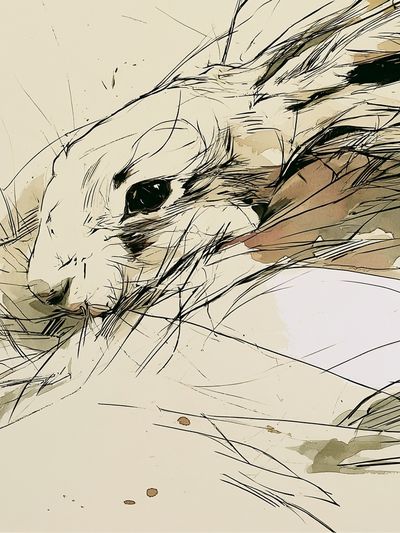 Rabbit Sketch Illustration Poster. poster print