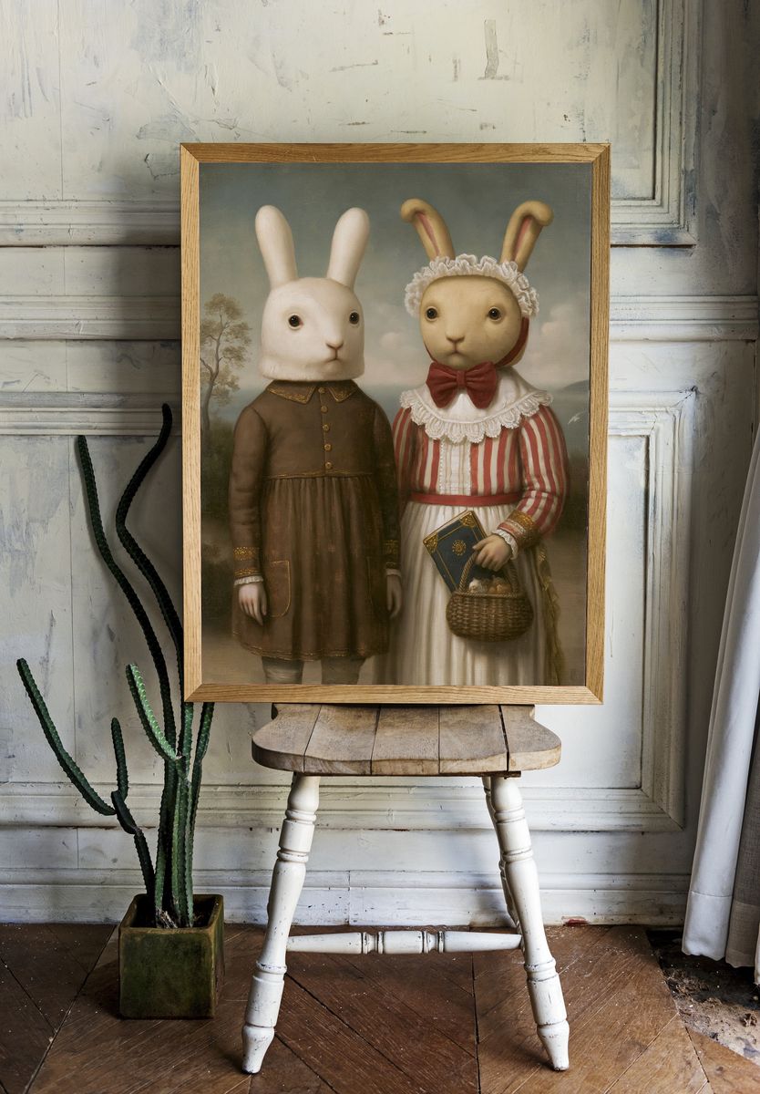 Rabbit Portrait Fine-Art Poster. — room view 1