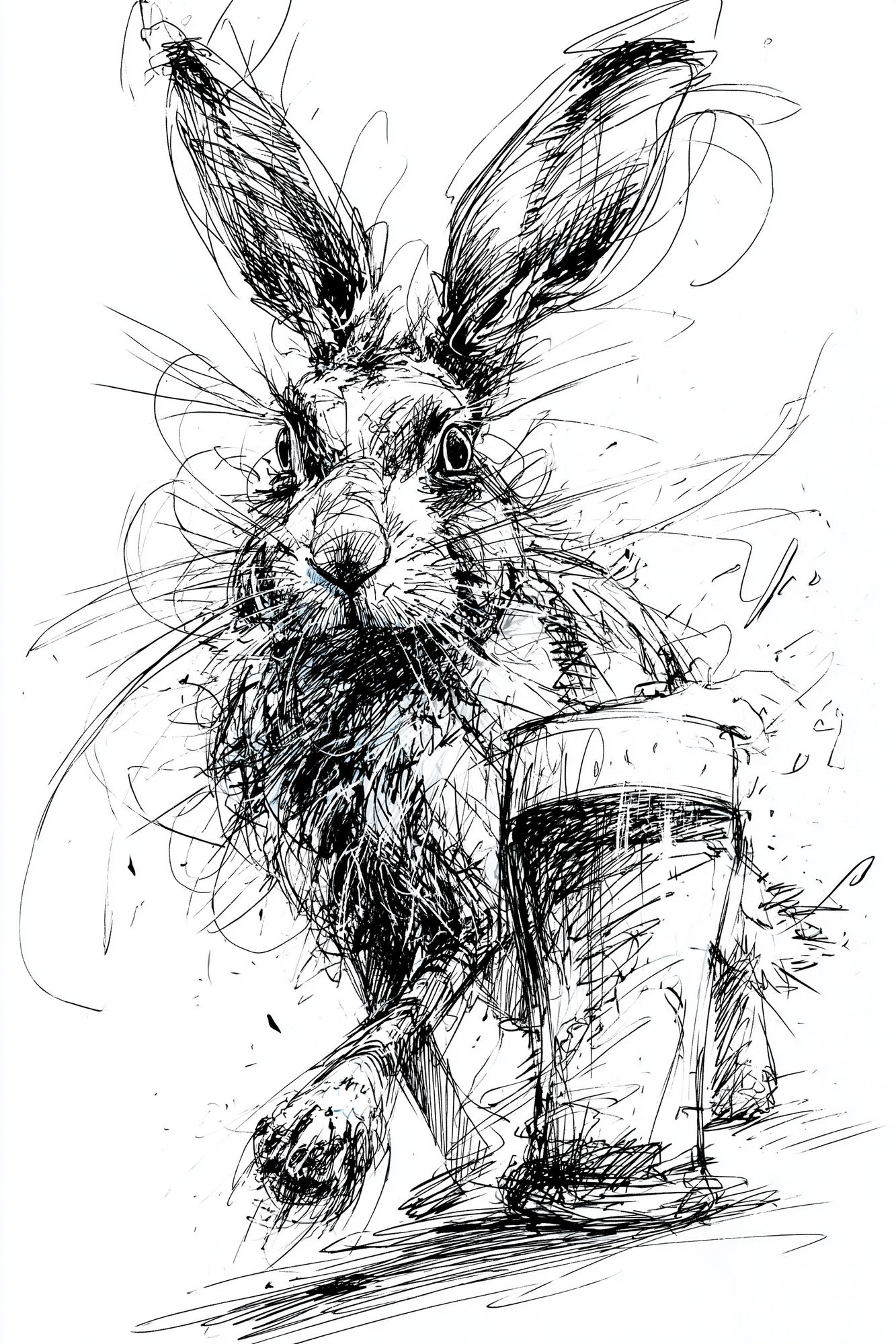 Rabbit Sketch Illustration Poster. poster detail