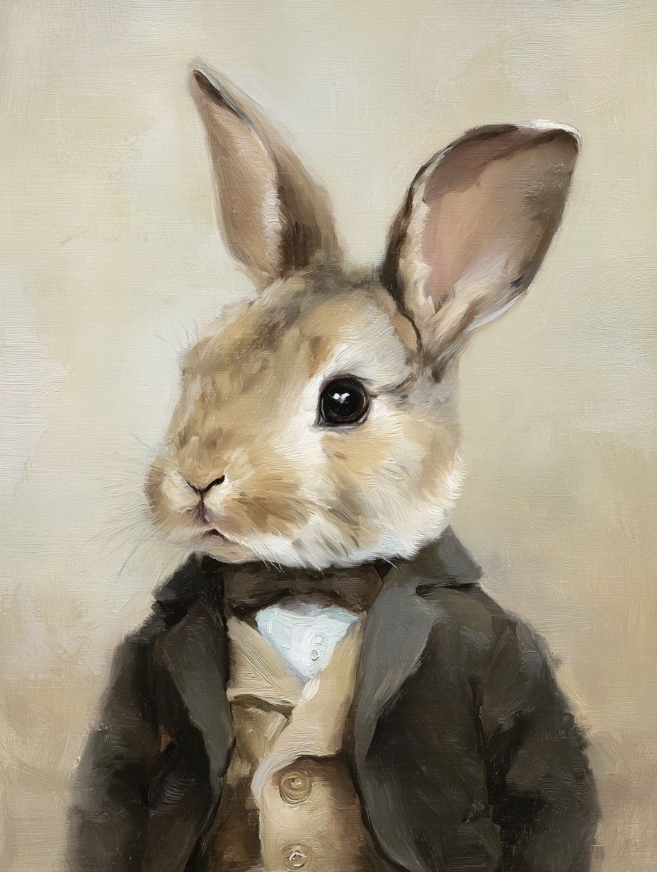 Dapper Rabbit Portrait Poster. poster detail