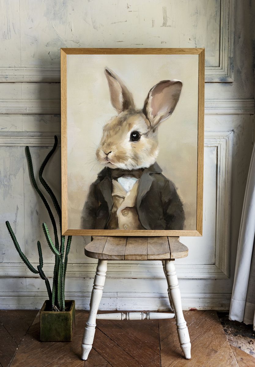 Dapper Rabbit Portrait Poster room preview