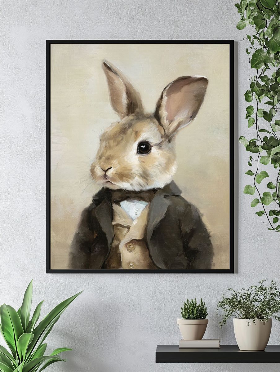 Dapper Rabbit Portrait Poster. — room view 4