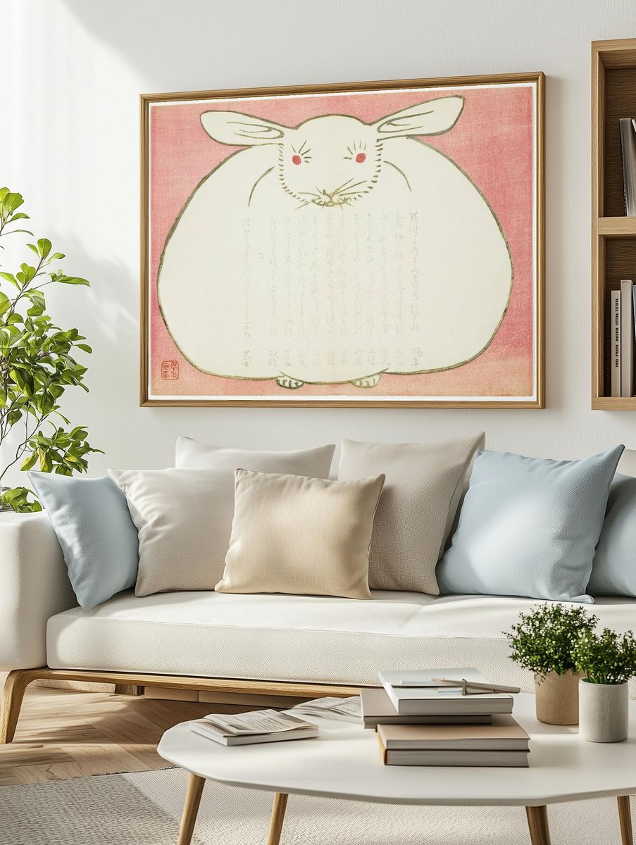Chubby Rabbit — Japanese Art Print. — room view 2
