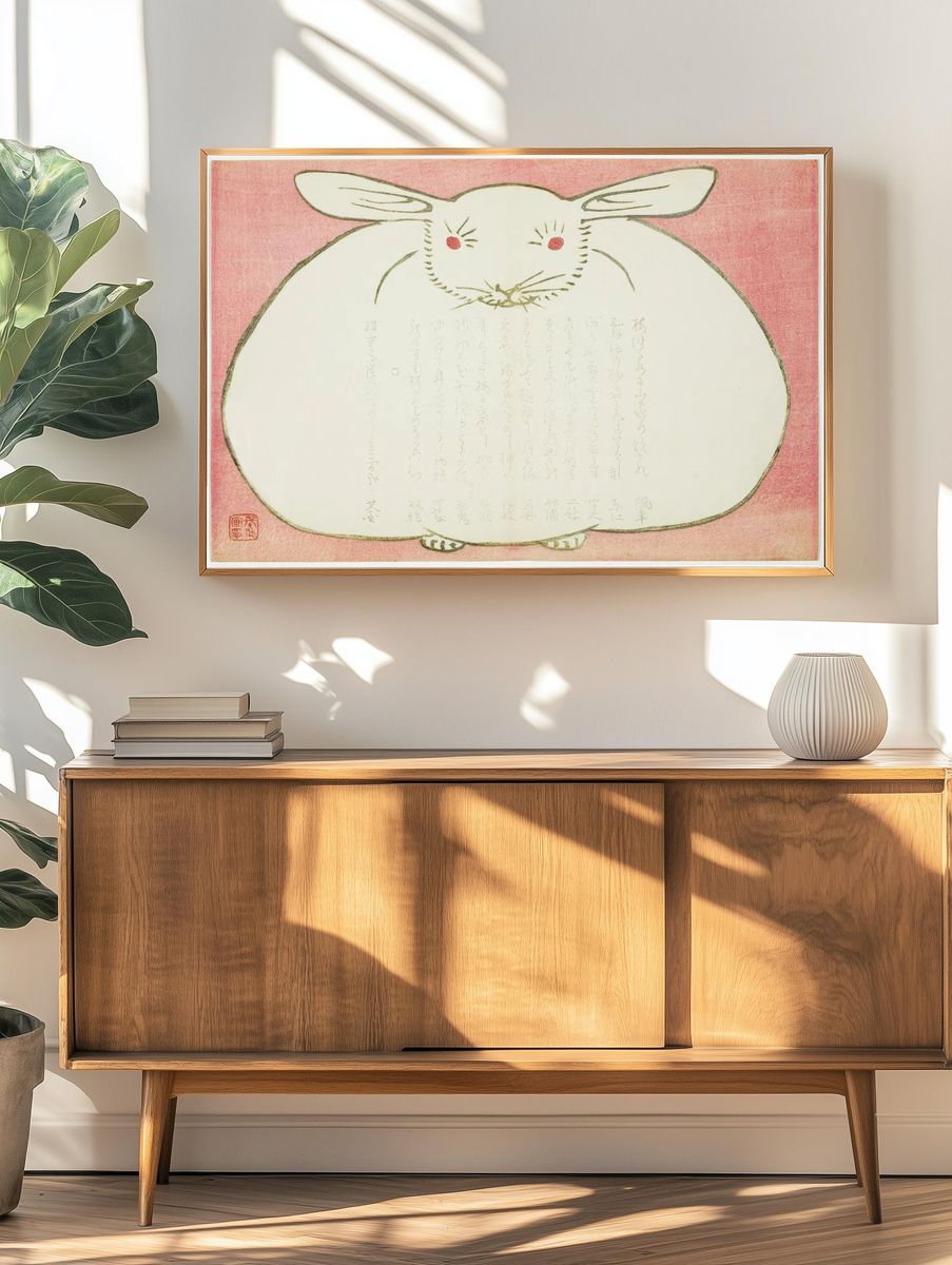 Chubby Rabbit — Japanese Art Print. — room view 3
