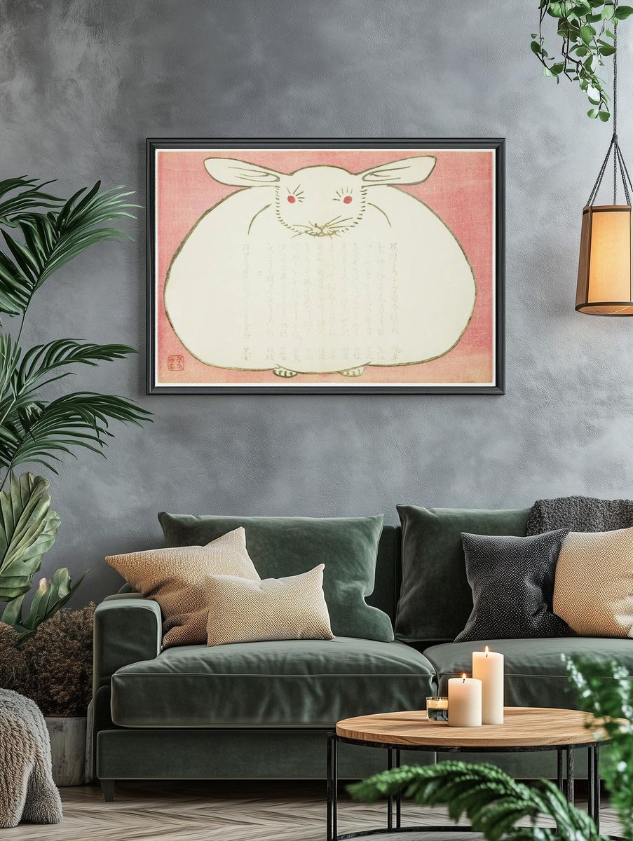 Chubby Rabbit — Japanese Art Print. — room view 4