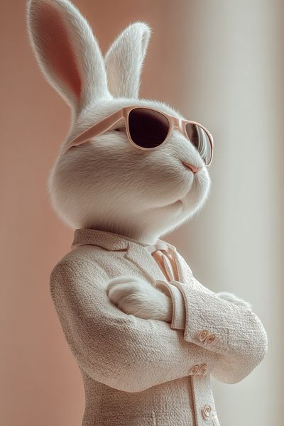 Stylish Rabbit in Sunglasses — Illustration Print. poster