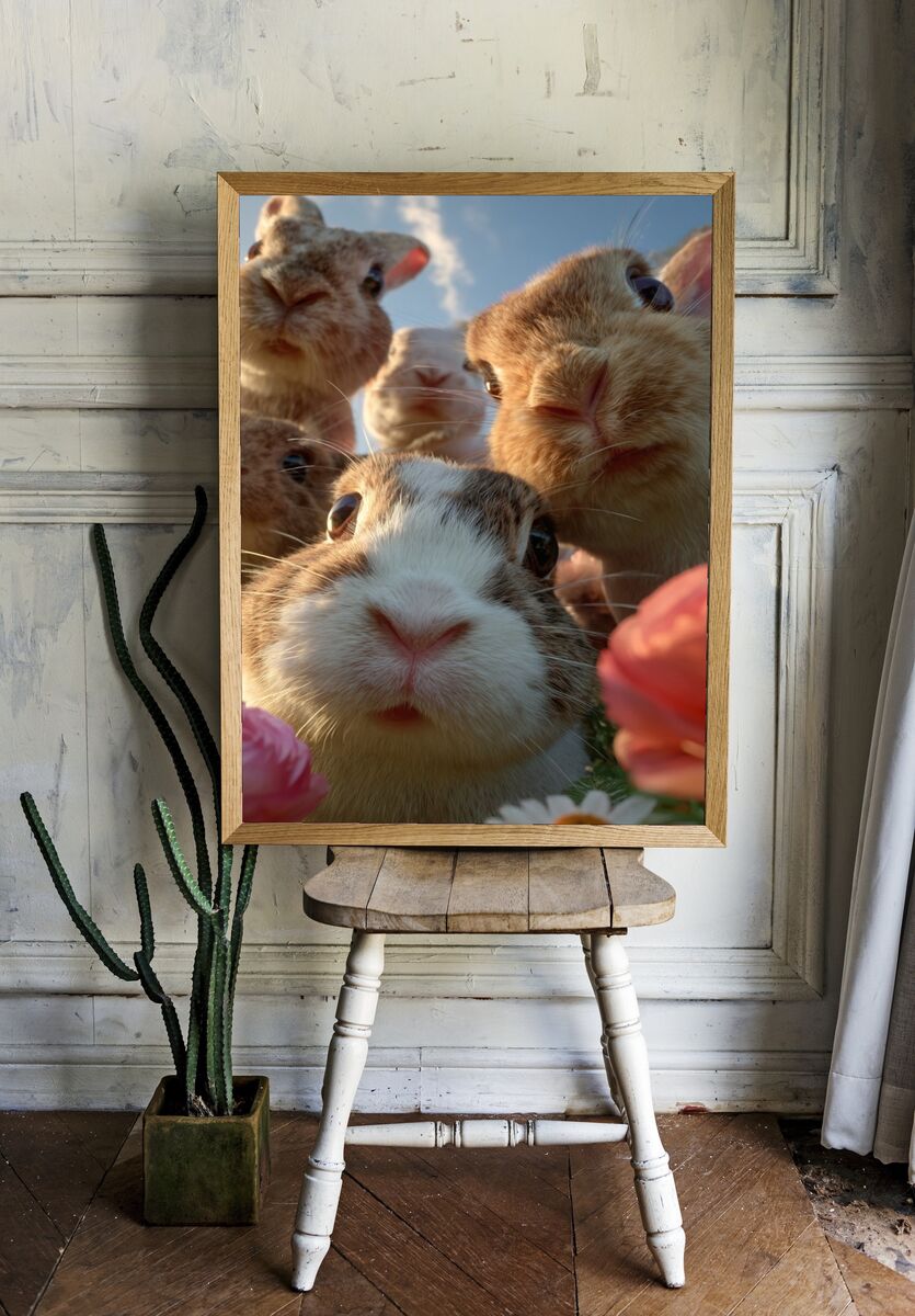 Curious Rabbits — Animal Photography Poster room preview