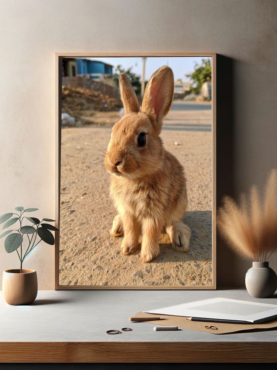 Baby Rabbit Photography Poster. — room view 2