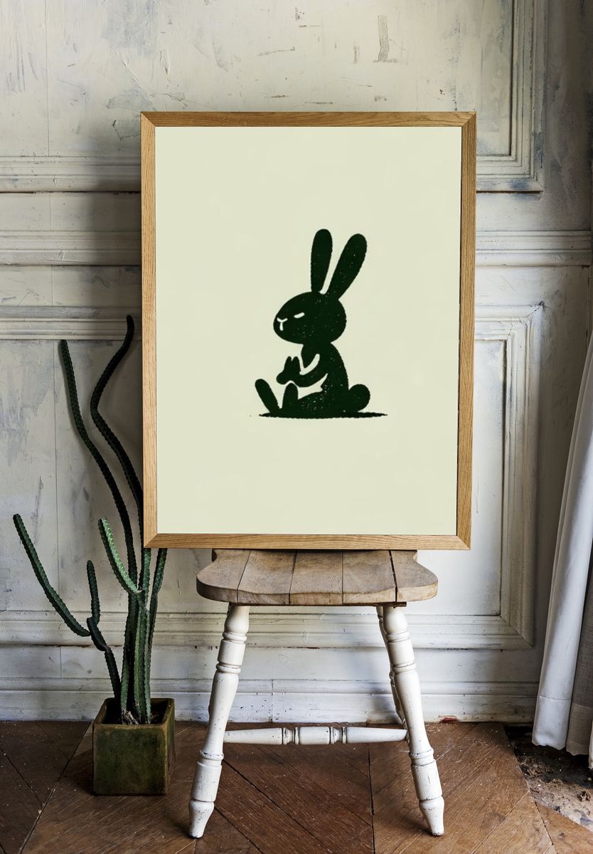 Minimal Rabbit Silhouette Poster. — room view 1