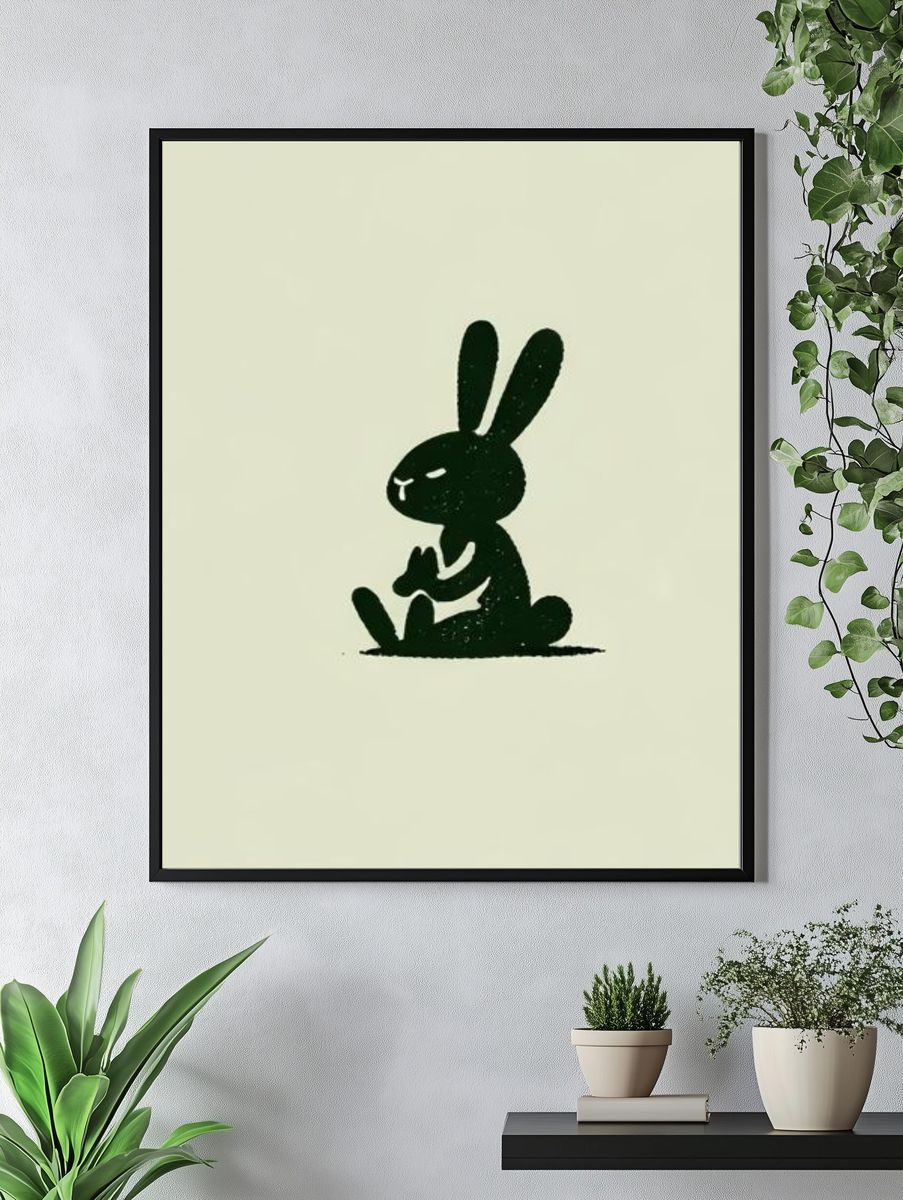 Minimal Rabbit Silhouette Poster. — room view 4