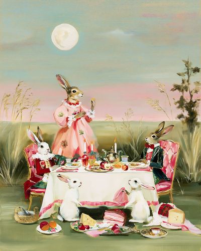 Rabbit Tea Party Illustration Poster. poster