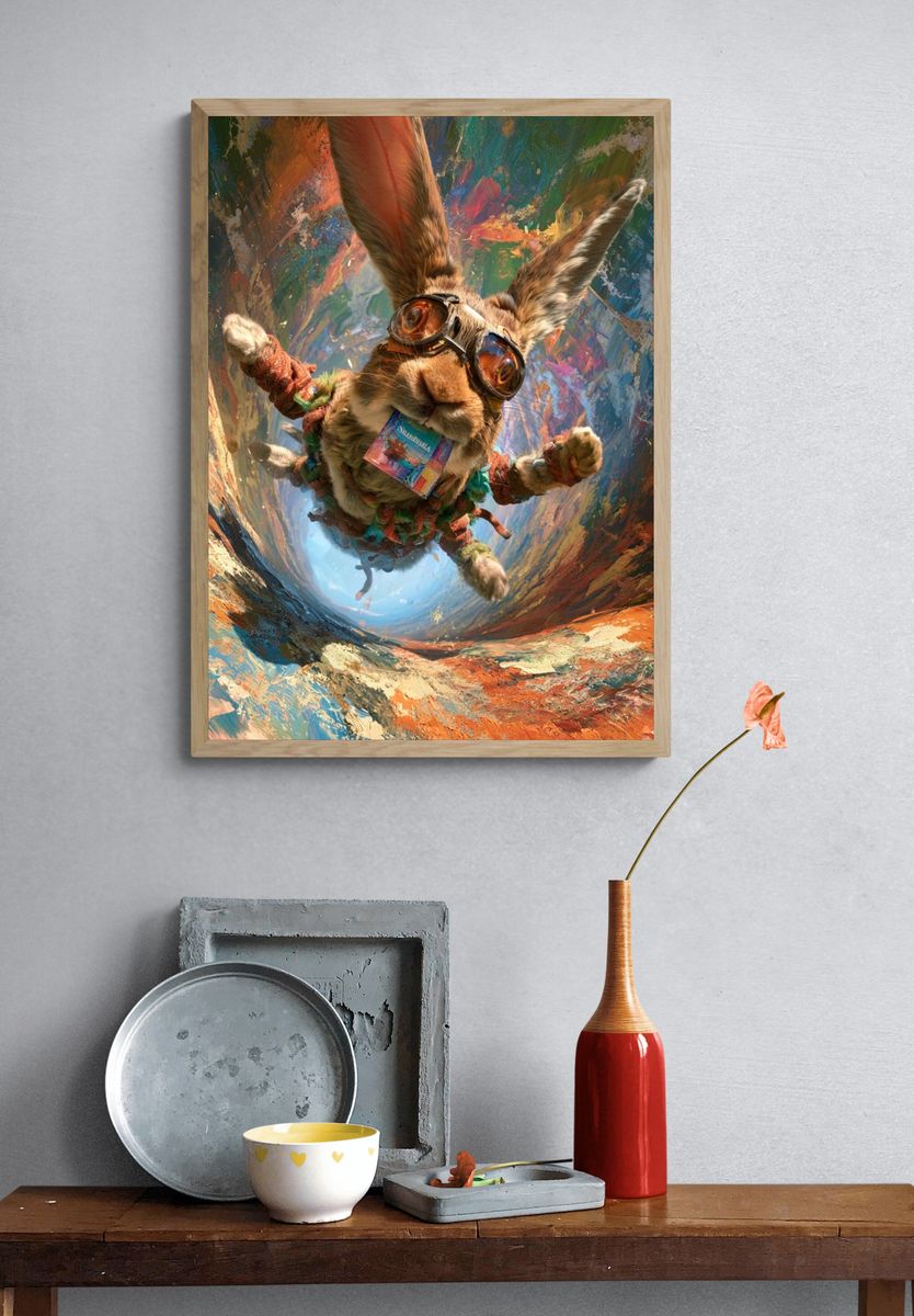 Aviator Rabbit Digital Art Poster. — room view 3