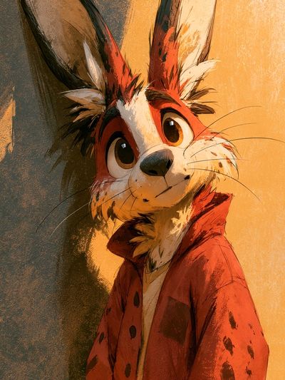 Red Rabbit Portrait Illustration Poster. poster