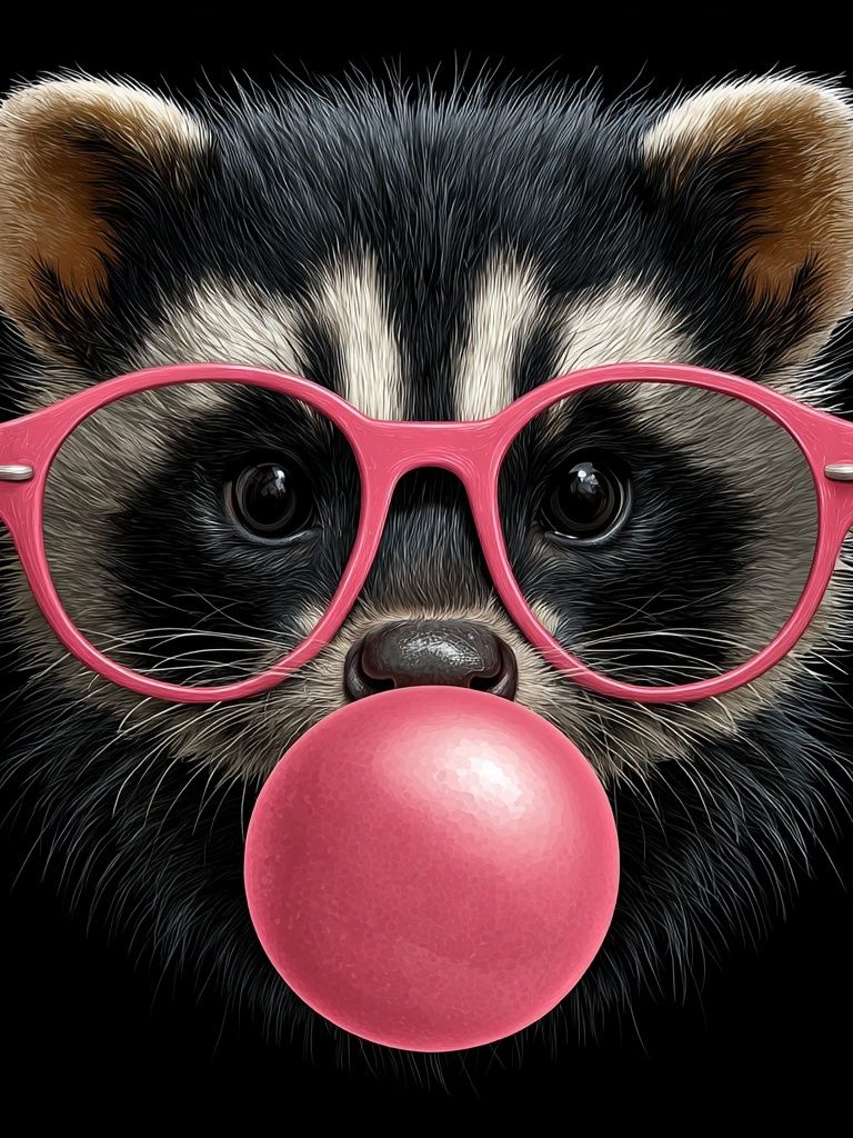 Raccoon with Pink Glasses — Fun Print. poster detail