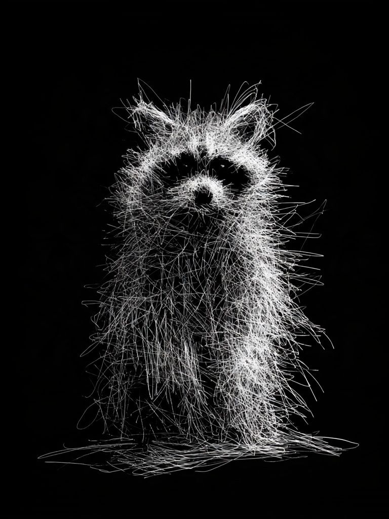 Raccoon Line Art Poster. poster — animals art