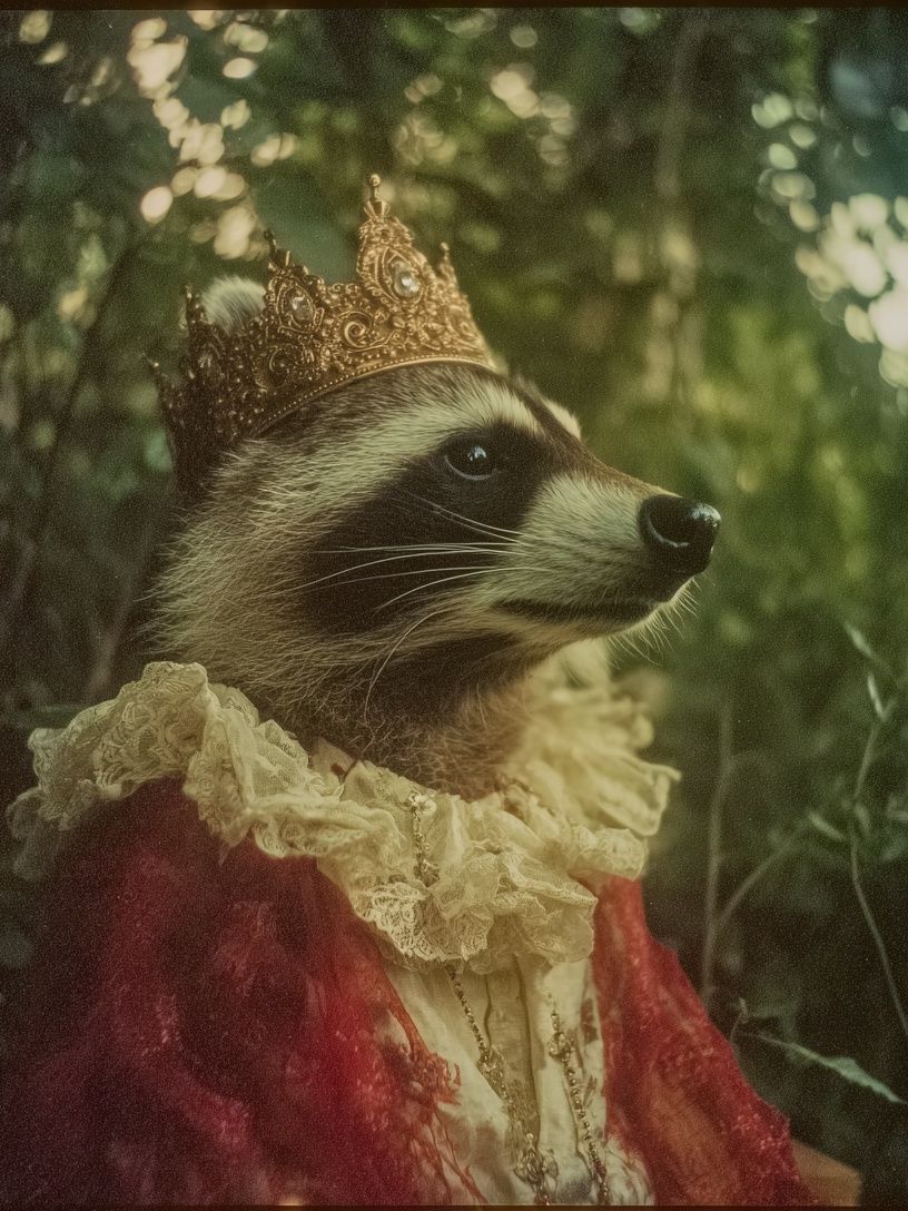Regal Raccoon — Whimsical Animal Print. poster detail