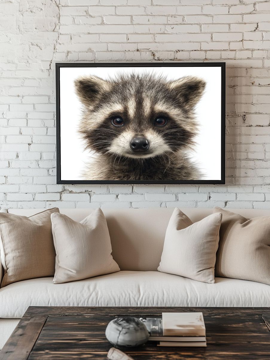 Baby Raccoon Portrait Print room preview