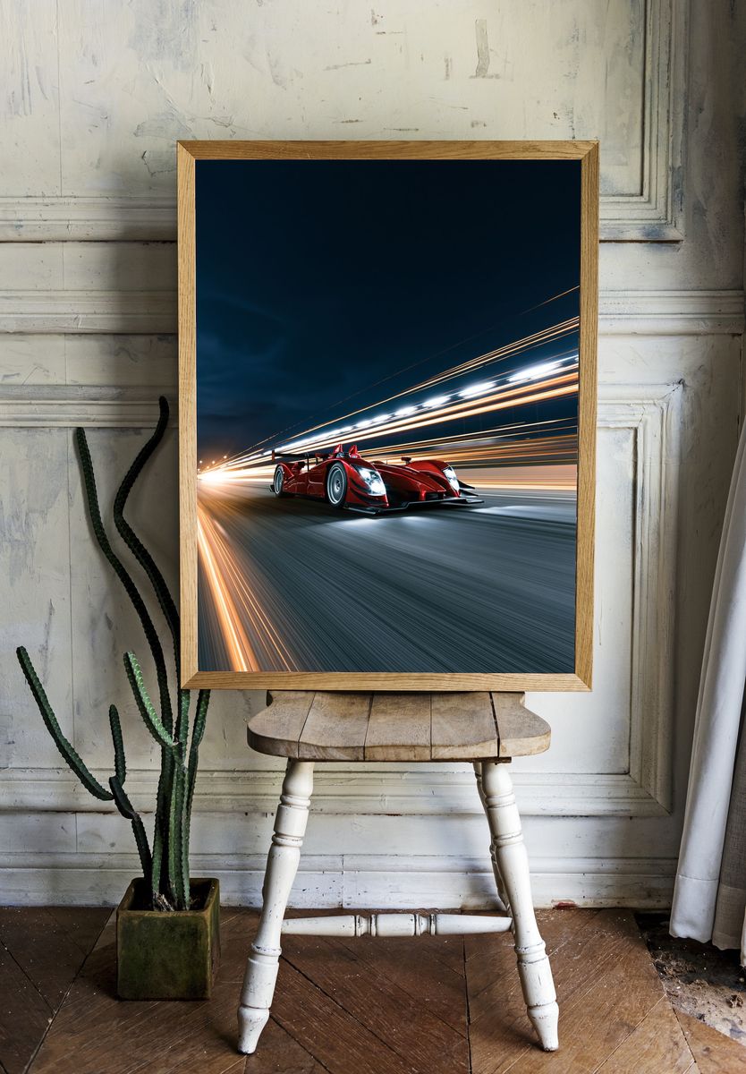 Red Racing Car Photography Poster. — room view 1