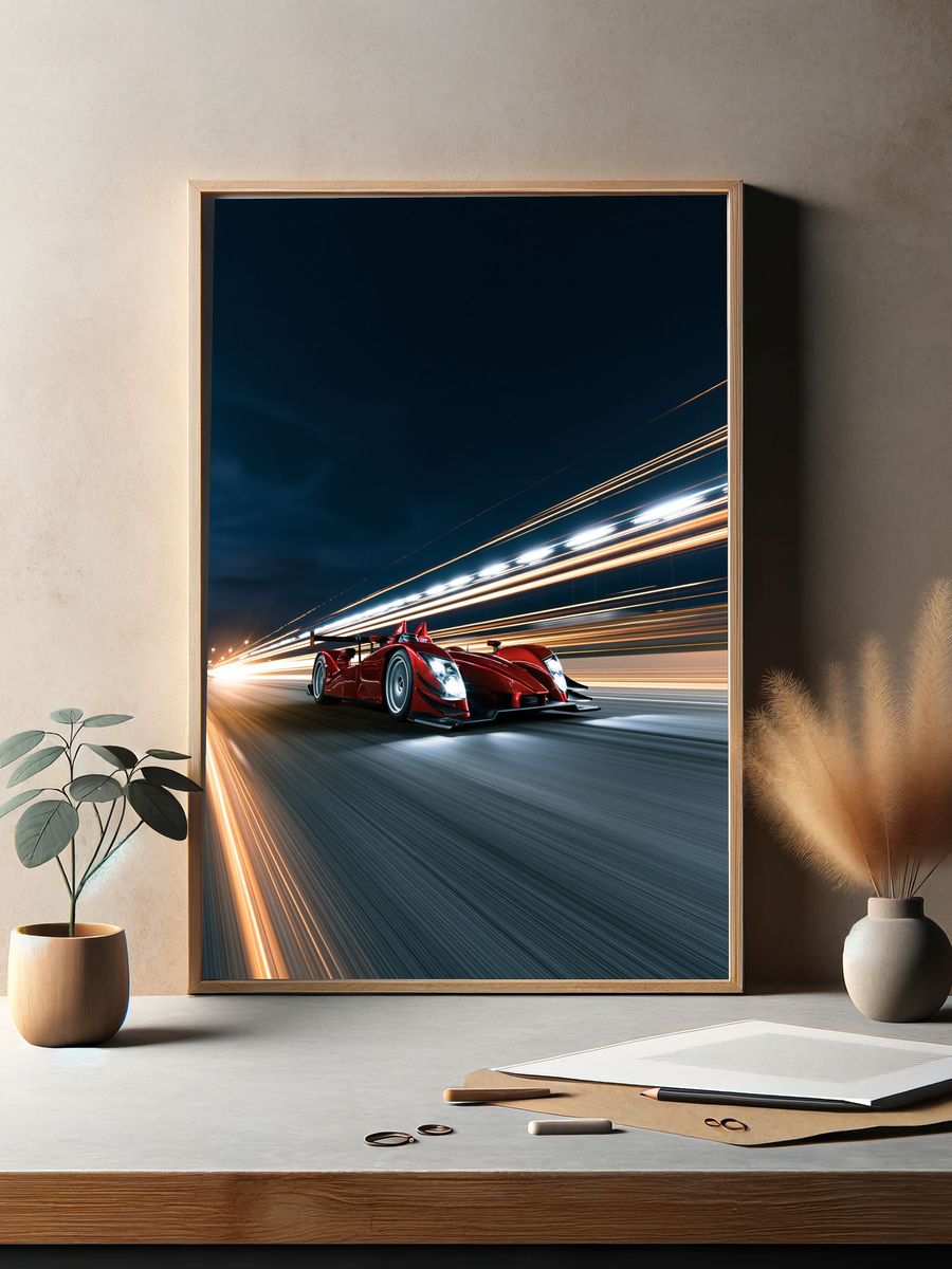 Red Racing Car Photography Poster. — room view 2