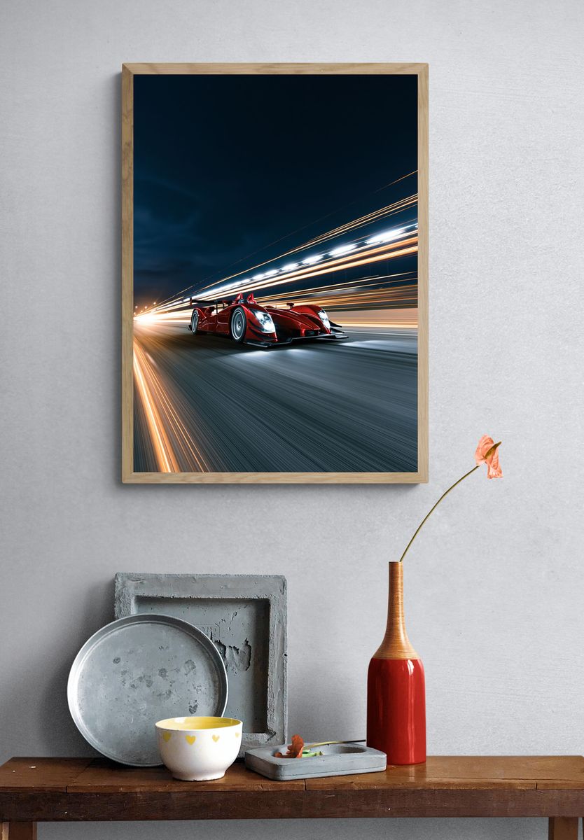 Red Racing Car Photography Poster. — room view 3