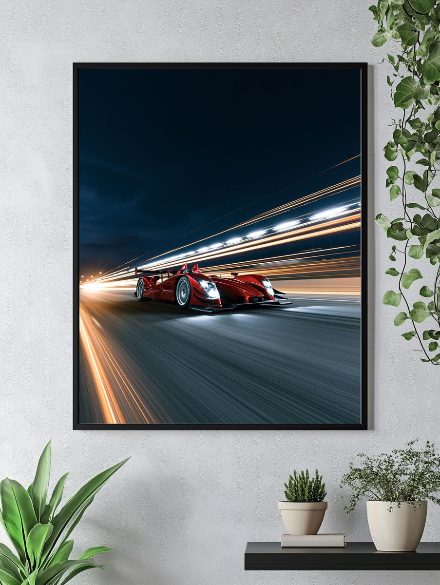 Red Racing Car Photography Poster. — room view 4