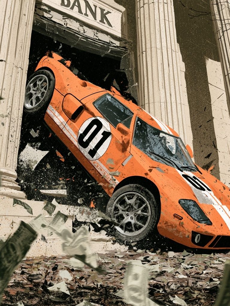 Orange Rally Car Crash Poster. poster detail
