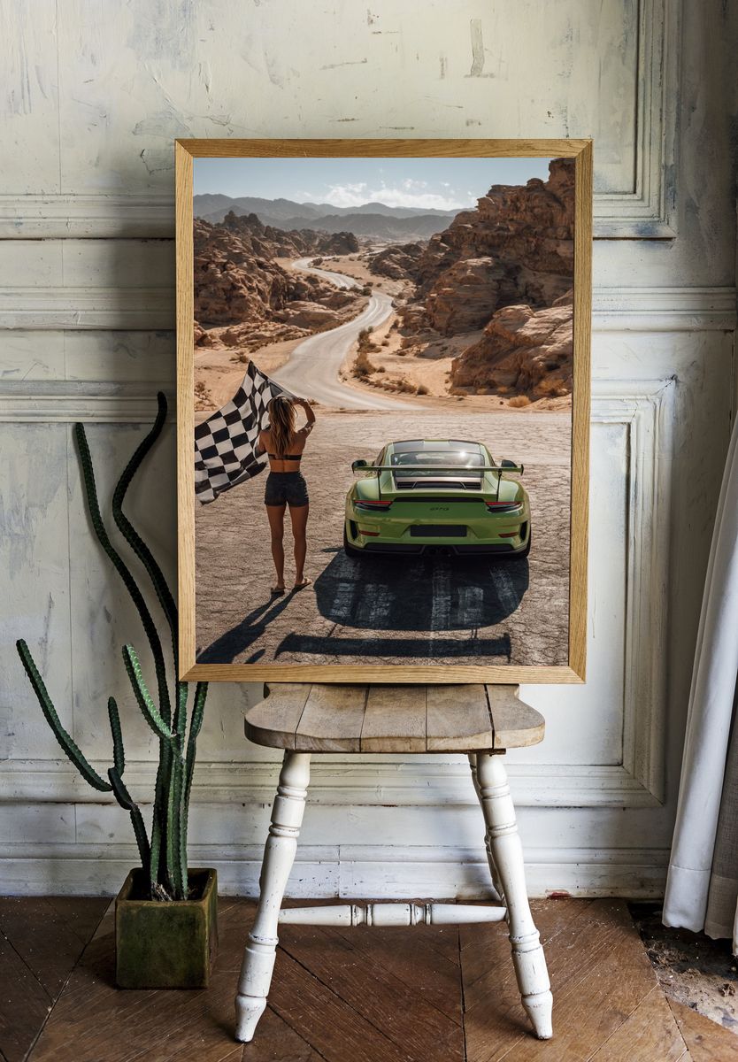 Desert Race Car Photography Poster. — room view 1